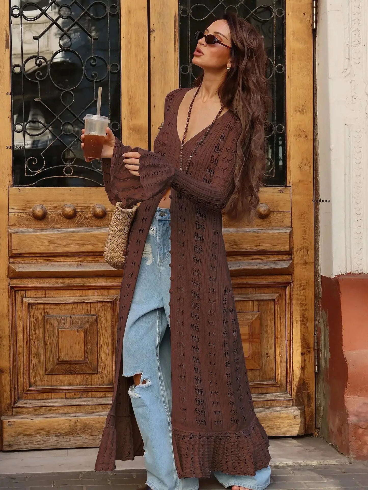 Sunset Stroll Maxi- Chic summer knit cardigan