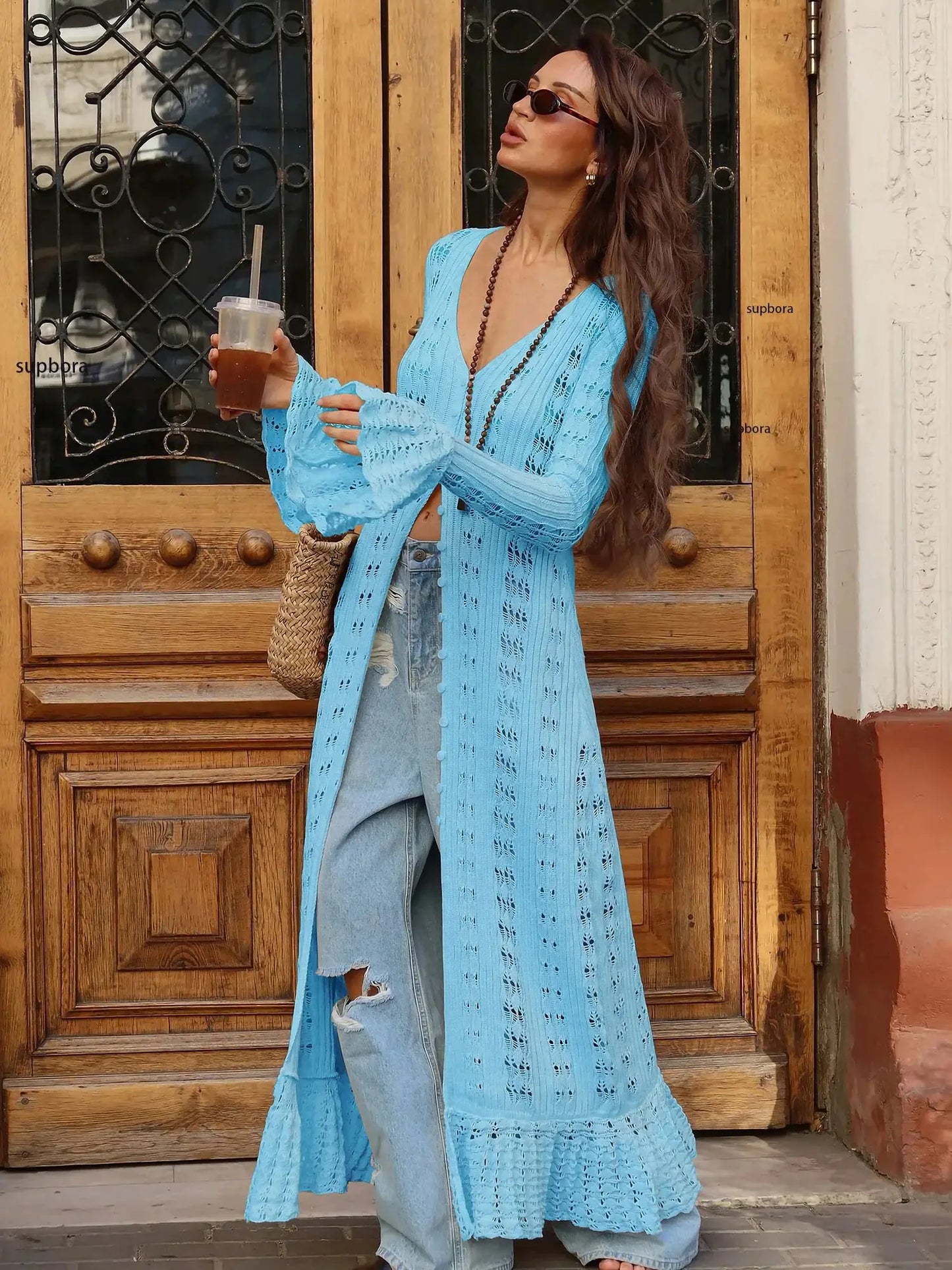 Sunset Stroll Maxi- Chic summer knit cardigan