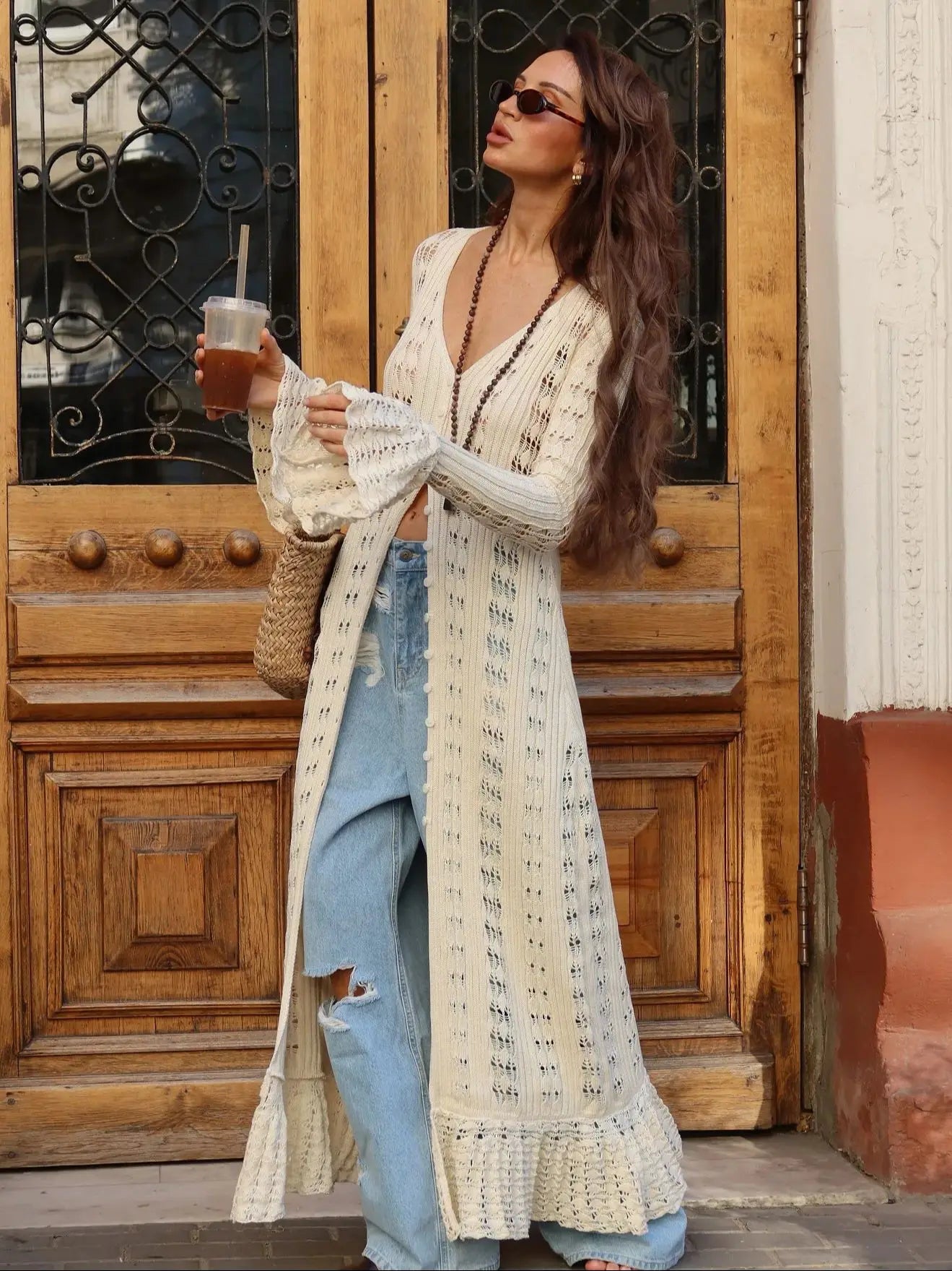 Sunset Stroll Maxi- Chic summer knit cardigan