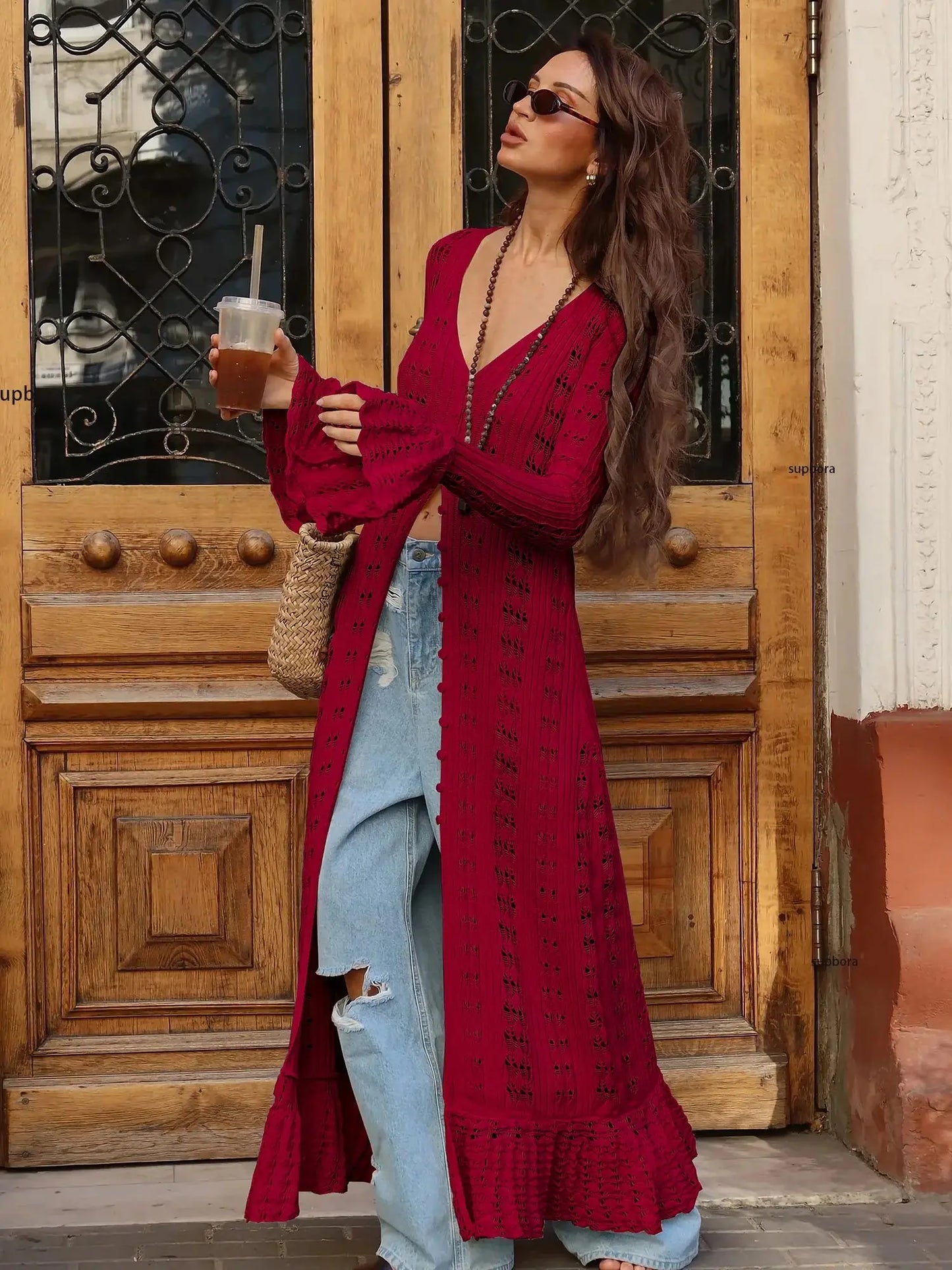 Sunset Stroll Maxi- Chic summer knit cardigan