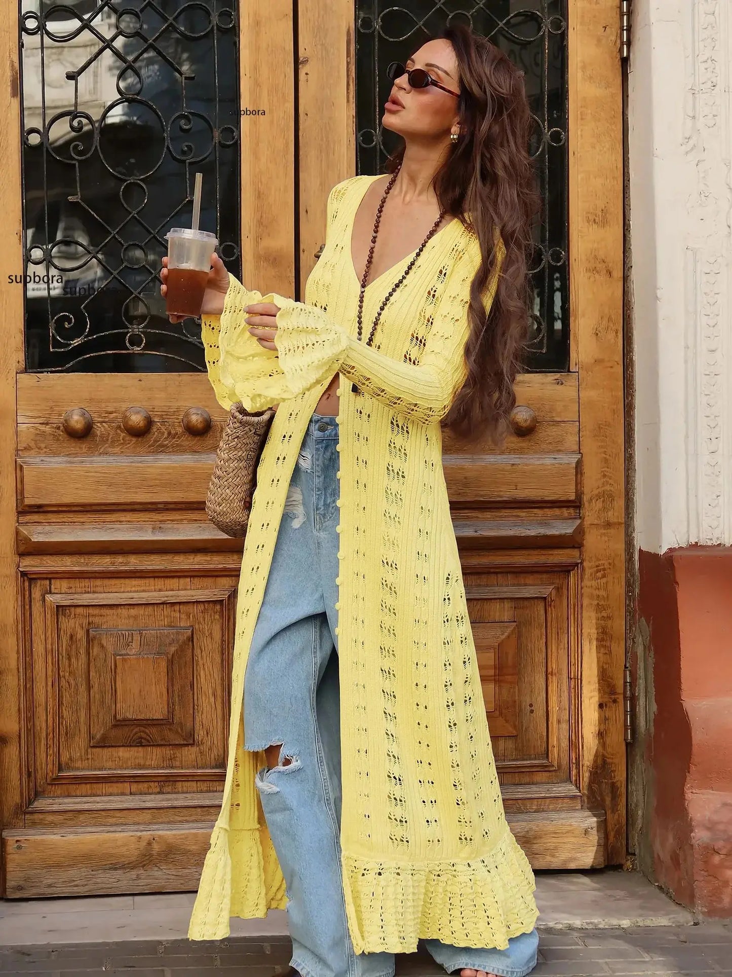 Sunset Stroll Maxi- Chic summer knit cardigan