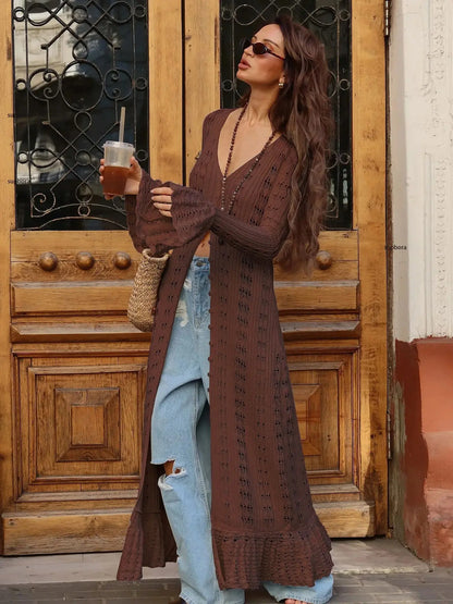 Sunset Stroll Maxi- Chic summer knit cardigan